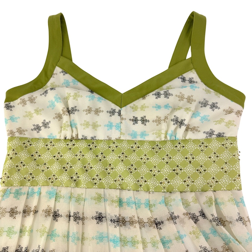 NEW VTG Robbie Bee %100 SILK Beaded BABYDOLL Fit & Flare Sleeveless MIDI Dress 6